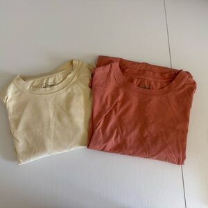 L.L. Bean Soft Yellow and Orange Crew Neck Tee